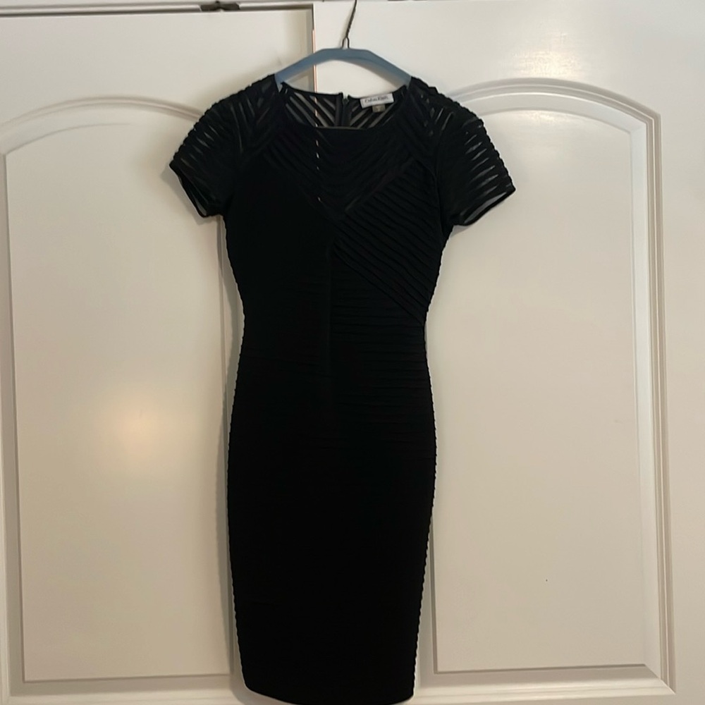 Calvin Klein black ribbed dress size 2P